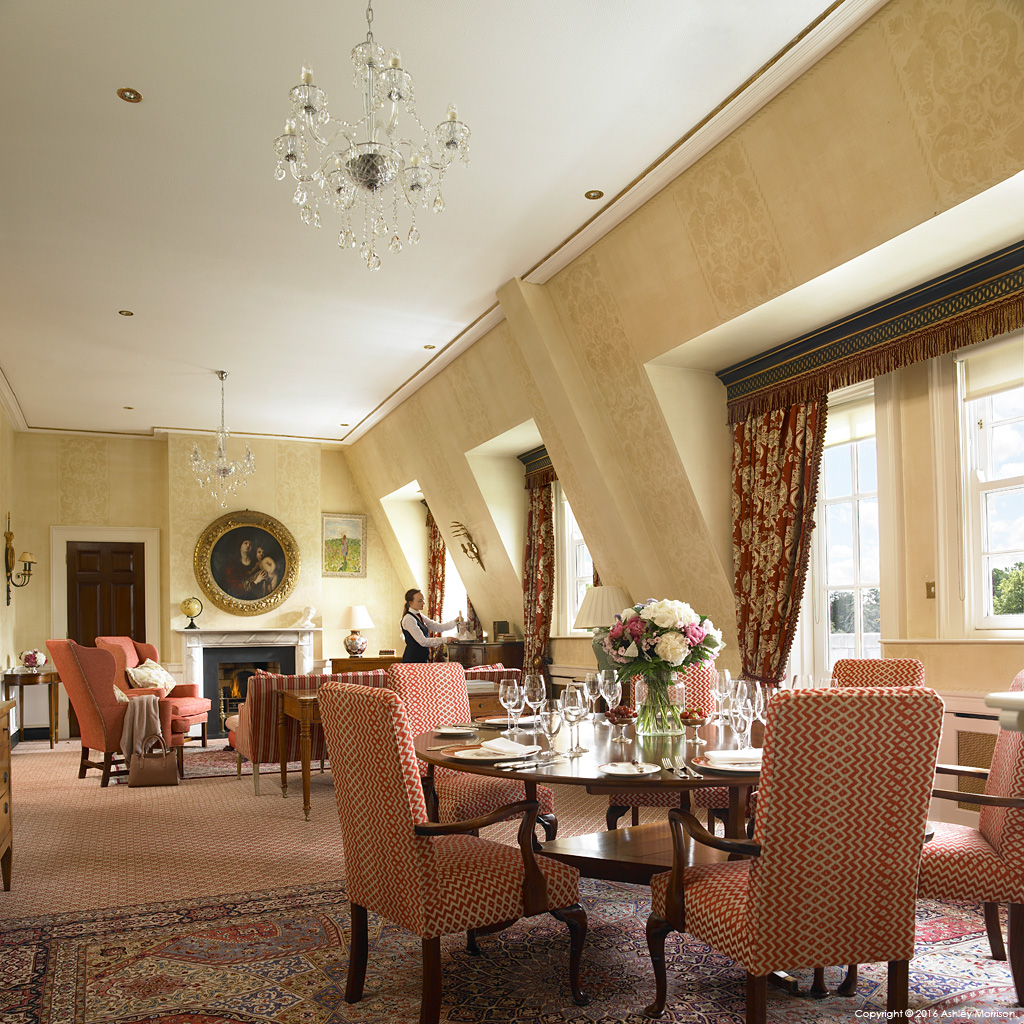 The drawing room & dining room in the Imperial Suite at The K Club near Straffan in County Kildare.