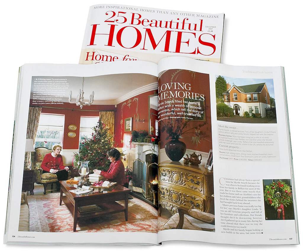 Pages 136 to 139 in the December 2007 issue of 25 Beautiful Homes