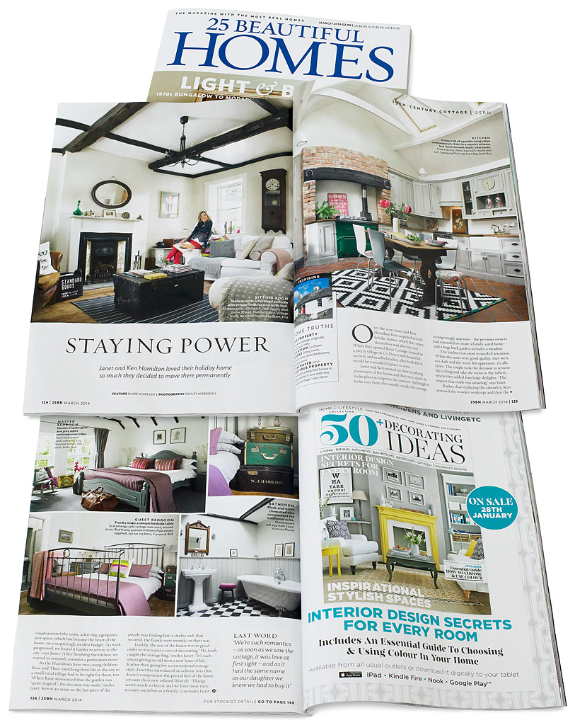 Pages 124 to 126 in the March 2014 issue of 25 Beautiful Homes magazine featuring Janet & Ken Hamilton's traditional Irish cottage in the County Down village of Greyabbey.