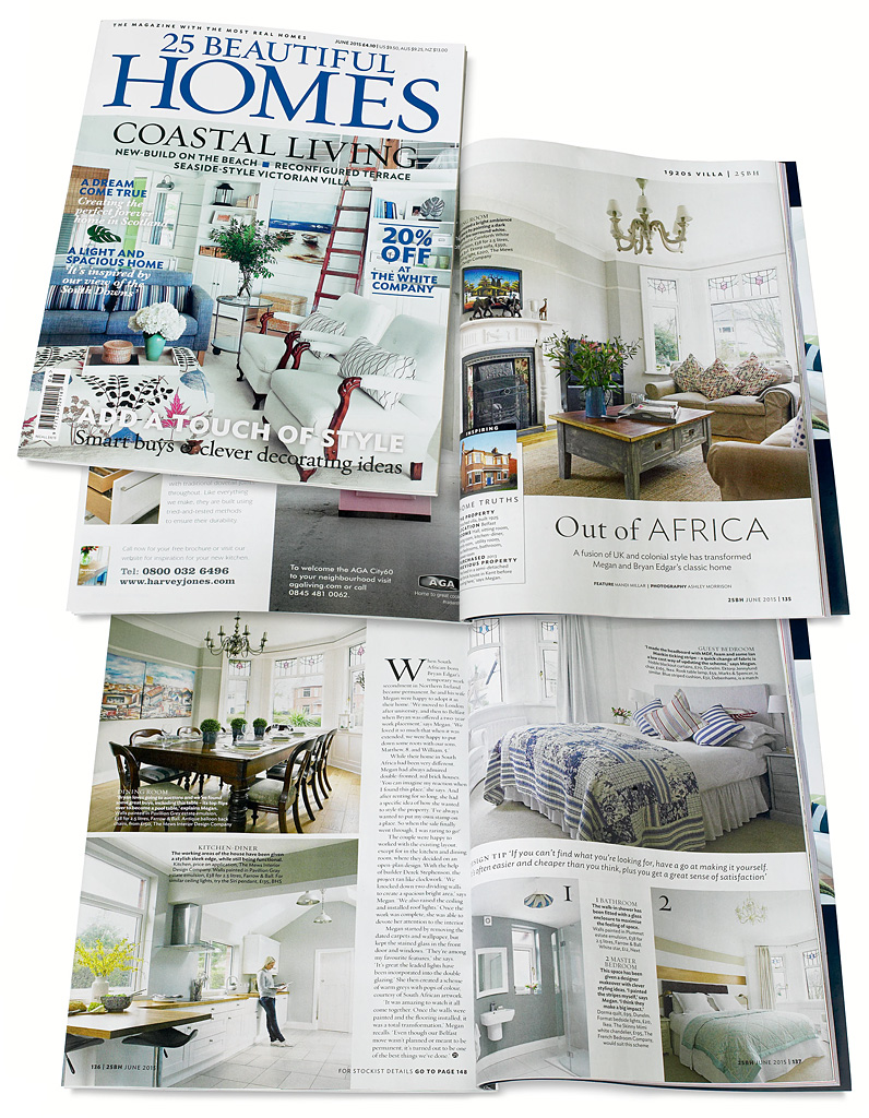 Page 135 to 137 in the June 2015 issue of 25 Beautiful Homes magazine - featuring Megan & Bryan Edgar's 1920's detached house near Stormont Park in Belfast.