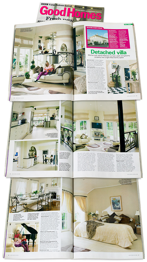 Pages 82 to 89 in the June 2005 issue of BBC Good Homes magazine featuring Marilyn and Jamie Patterson's detcahed villa in the County Down town of Bangor.