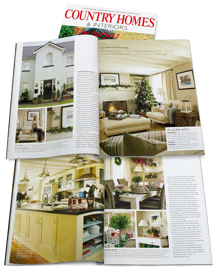 Pages 40 to 48 in the December 2009 issue of Country Homes & Interiors magazine featuring Sharon & Graeme Cleland's home near Portstewart in County Londonderry at Christmas.