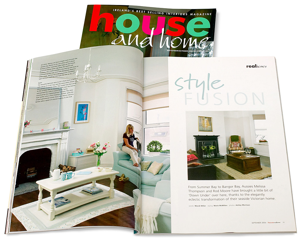 Pages 38 to 43 in the September 2006 issue of House and Home magazine featuring Melissa and Rod Moore's Three-storey Victorian terrace in the County Down town of Bangor.