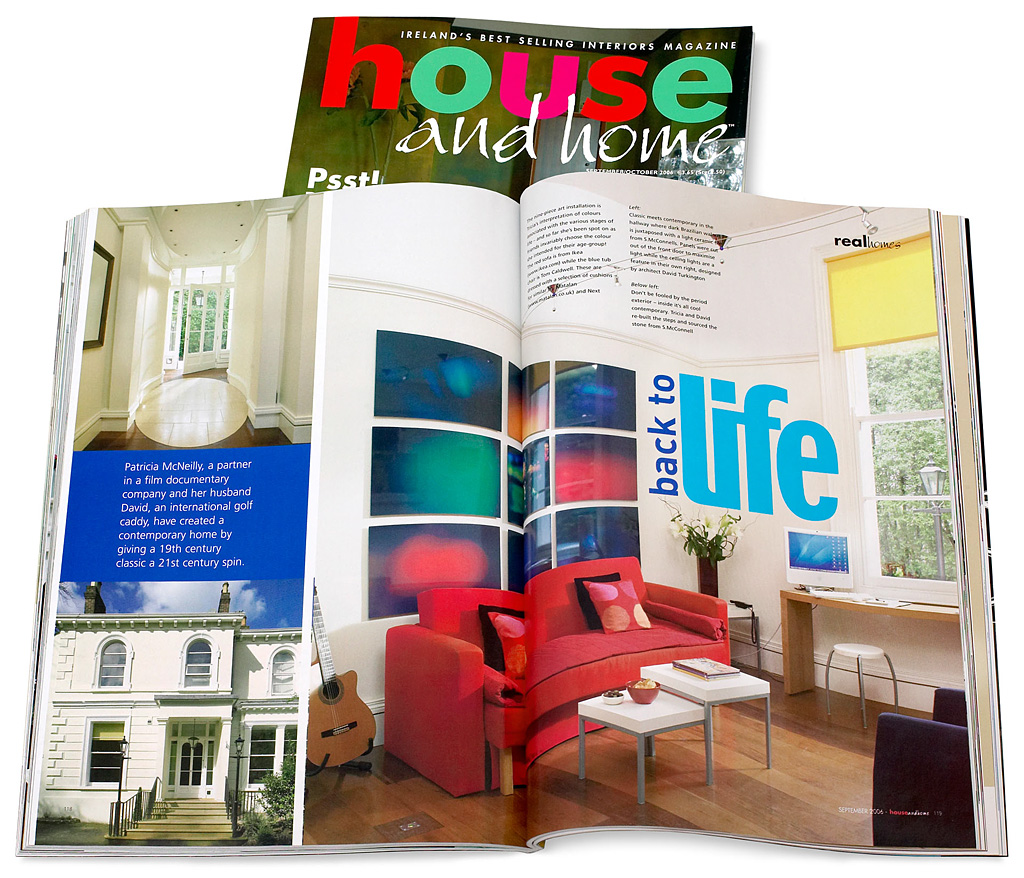 Pages 118 to 122 in the September 2006 issue of House & Home magazine featuring David and Patricia McNeilly's ground floor apartment in an 1840's Victorian mansion in Belfast.