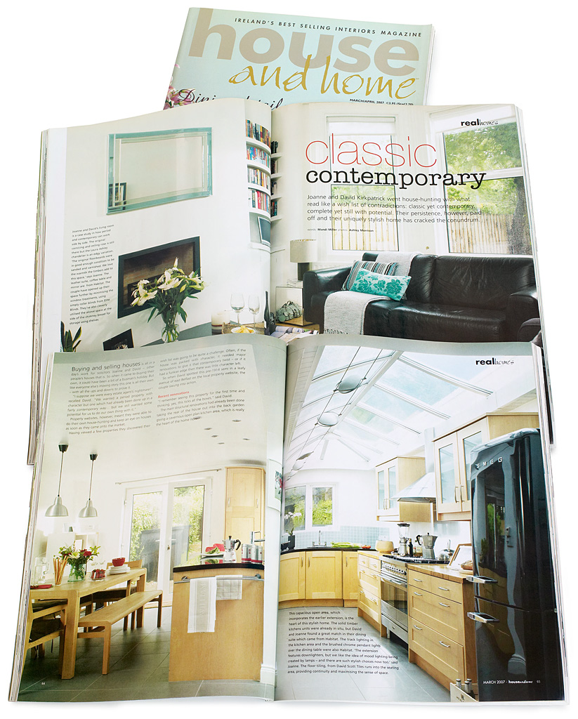 Pages 62 to 70 in the March / April 2007 issue of House and Home magazine featuring Joanne & David Kirkpatrick's Edwardian house in Belfast.