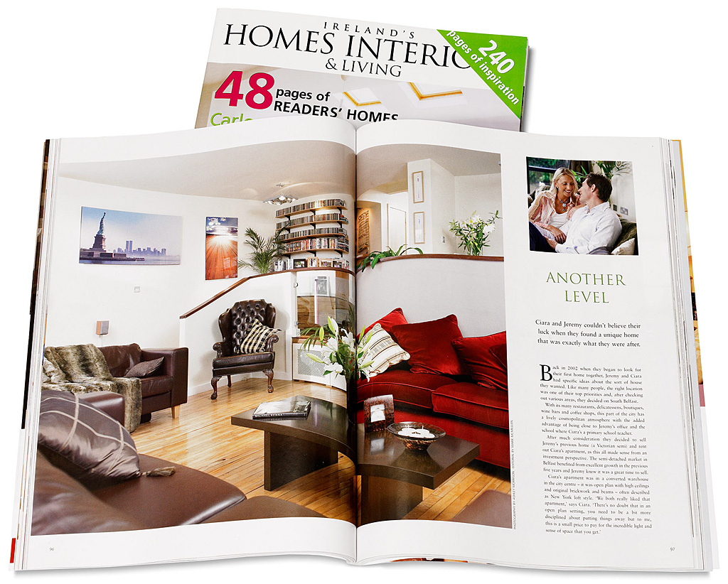 Page 96 to 104 in the September 2005 issue of Ireland's Home Interiors & Living magazine featuring Ciara and Jeremy Cruiks' semi-detached house in the Malone area of Belfast.