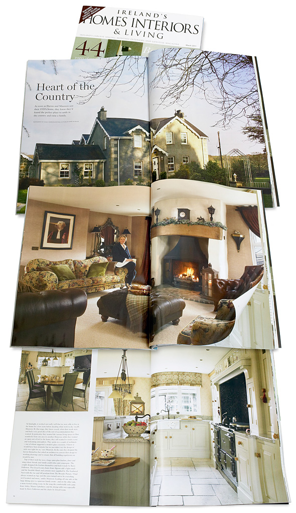 Pages 76 to 85 in the March 2011 issue of Ireland's Homes Interiors & Living magazine featuring Maureen & Darius Graham's farmhouse near Broughshane in County Antrim.