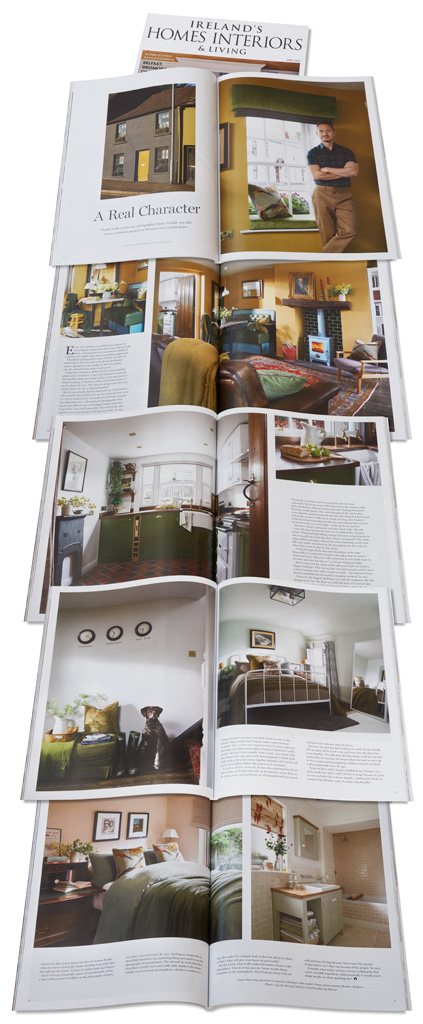 Pages 66 to 75 in the April 2022 issue of Ireland's Homes Interiors and Living magazine featuring Jamie Trimble's two bedroom Georgian terrace house in the County Down town of Dromore.