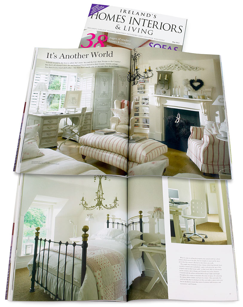 Pages 80 to 91 in the May 2013 issue of Ireland's Homes Interiors & Living magazine - featuring Yolanda & Trevor Cubitt's cottage near Ballymena in County Antrim.