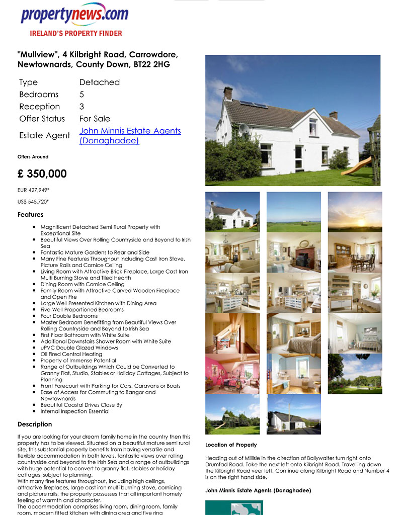 Mullview  at 4 Kilbright Road for sale on Property News website.