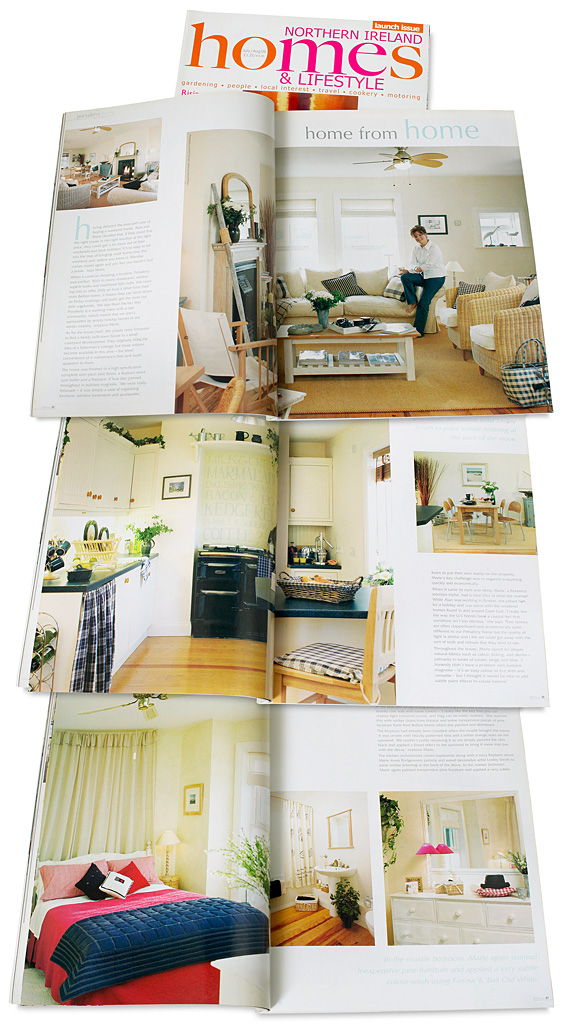 Pages 32 to 38 in the July 2006 issue of Northern Ireland Homes & Lifestyle magazine featuring Marie and Alan McMillen's townhouse in the village of Portaferry in County Down.