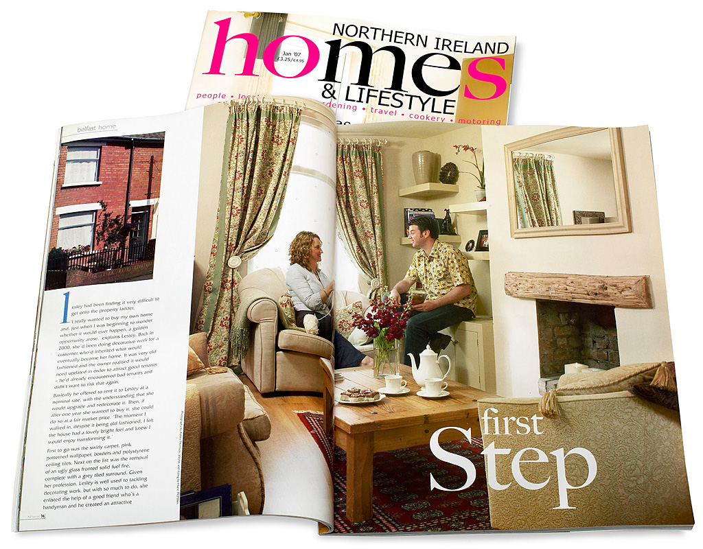 Pages 36 to 41 in the January 2007 issue of Northern Ireland Homes & Lifestyle magazine featuring Lesley Smyth and Stephen Frater's 1920s terrace house in Belfast.
