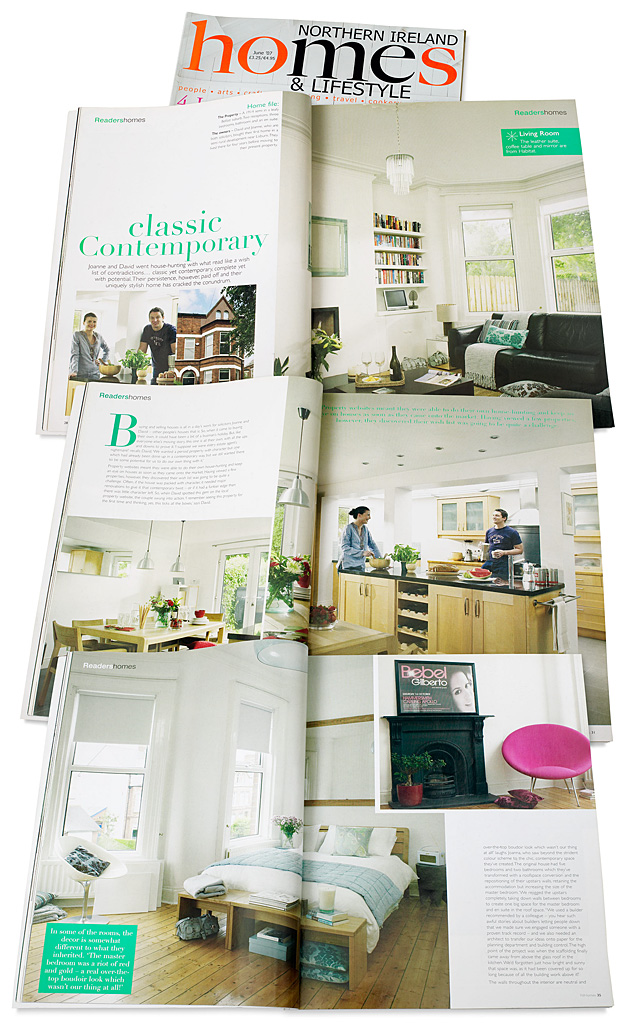 Pages 28 to 35 in the June 2007 issue of Nothern Ireland Homes & Lifestyle magazine featuring Joanne & David Kirkpatrick's Edwardian house in Belfast.