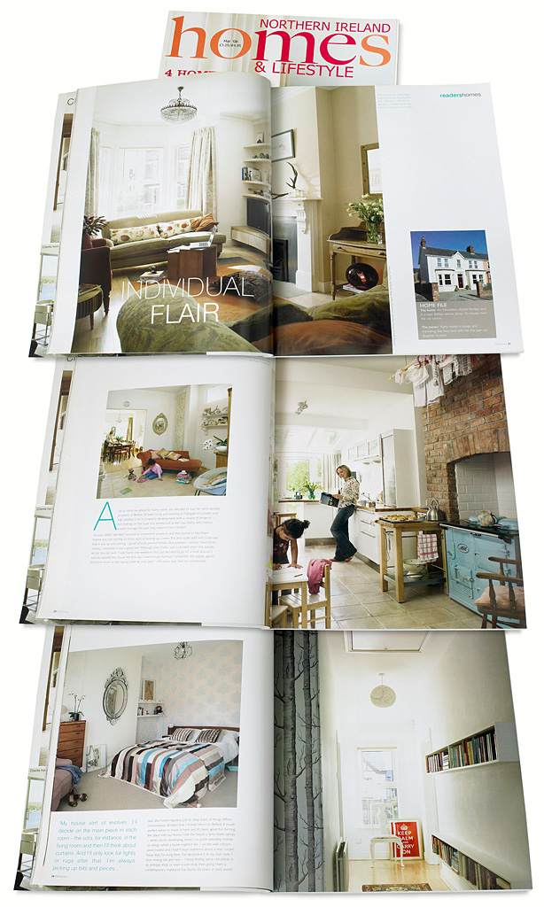 Pages 28 to 36 in the May 2008 issue of Northern Ireland Homes & Lifestyle magazine featuring Kathy Reid's double-fronted Edwardian semi-detached house in Belfast.