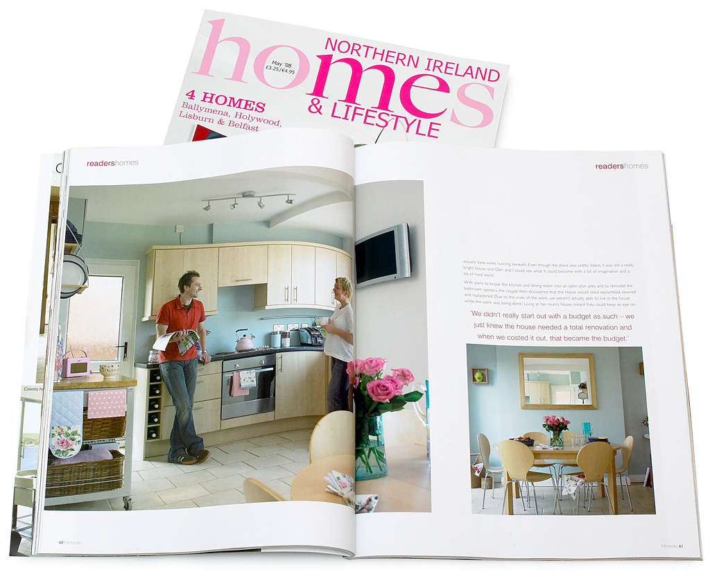 Pages 58 to 65 in the May 2008 issue of Northern Ireland Homes & Lifestyle magazine featuring Emma and Glen Neil's 1950s red brick semi in east Belfast.