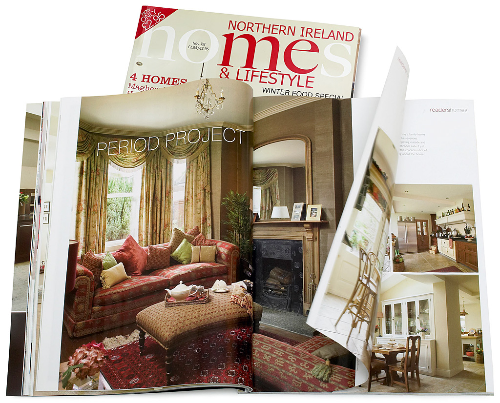 Pages 62 to 68 in the November 2008 issue of Northern Ireland Homes & Lifestyle magazine featuring Diane and Kieran Rice's Edwardian detached house in Belfast.