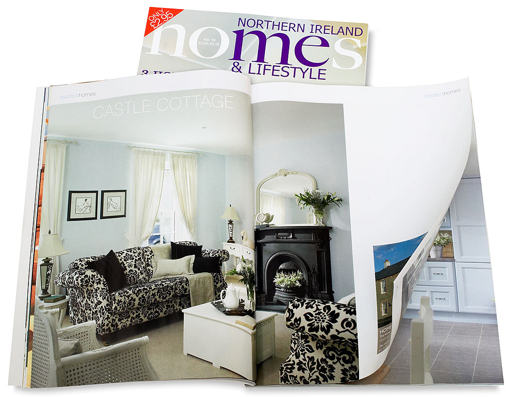Pages 22 to 30 in the February 2009 issue of Northern Ireland Homes & Lifestyle magazine featuring Sammy Leslie's Old Mr Bryce Gardner's cottage at Castle Leslie Estate.