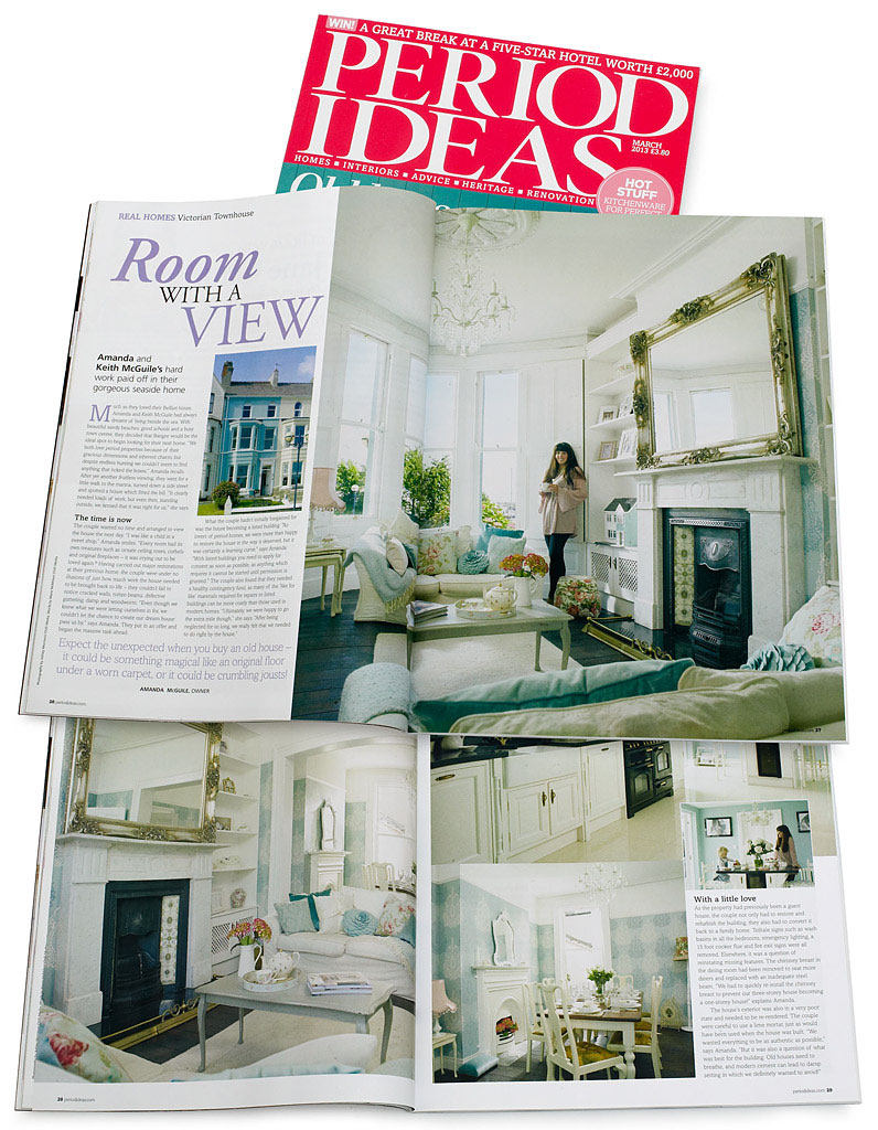 Pages 26 to 32 in the March 2013 issue of Period Ideas magazine featuring Amanda & Keith McGuile's Victorian terrace overlooking Bangor Marina in County Down.