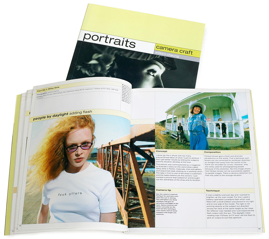 Pages 34 to 35 in the book called Portraits by William Cheung about shooting people in daylight adding flash.