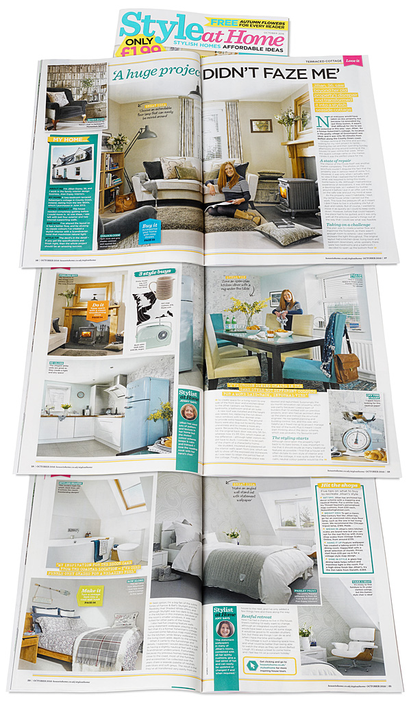 Pages 16 to 26 in the October 2016 issue of Style at Home magazine featuring Jillian Espey's former Fisherman's Cottage in the County Down village of Groomsport.