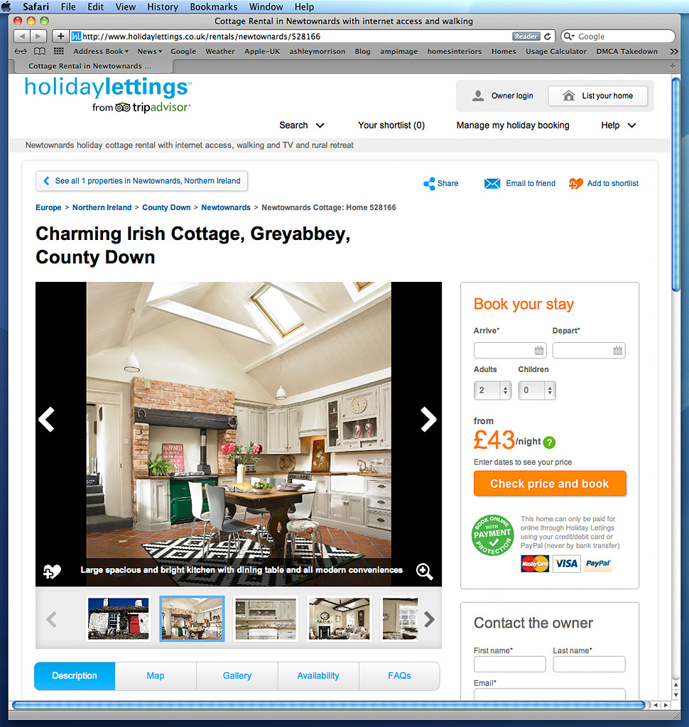 Charming Irish Cottage in the County Down village of Greyabbey called Rose Cottage on the Hoilday Letting website.