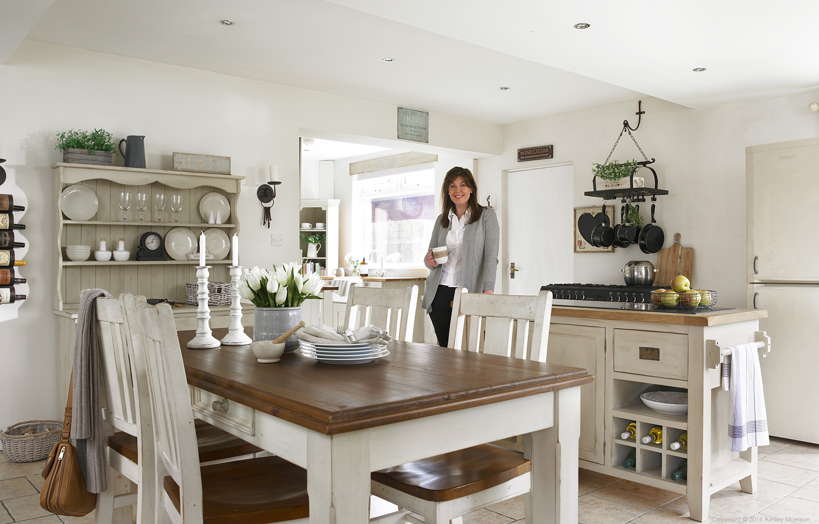 Jillian Donaldson in the kitchen of her 1950's detached house in Belfast.