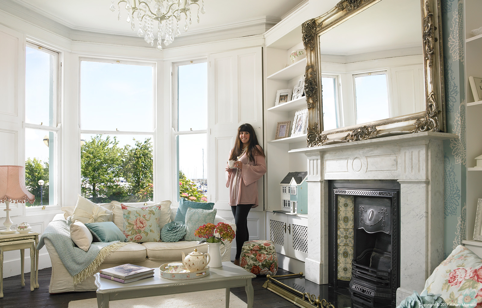 Amanda McGuile in the front room of her mid terrace family home overlooking Bangor Marina in County Down by Ashley Morrison.