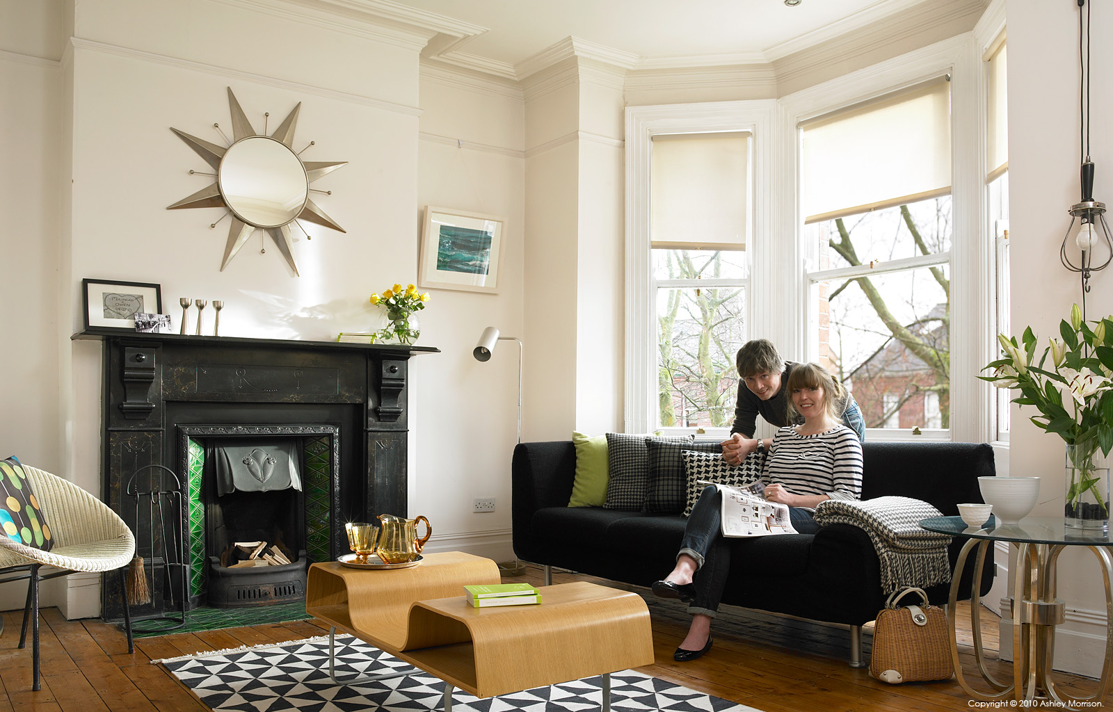 Mairead & Owen&nbsp;McIntyre in the upstairs sitting room of their Victorian terrace in the university area of Belfast by Ashley Morrison and Marie McMillen.