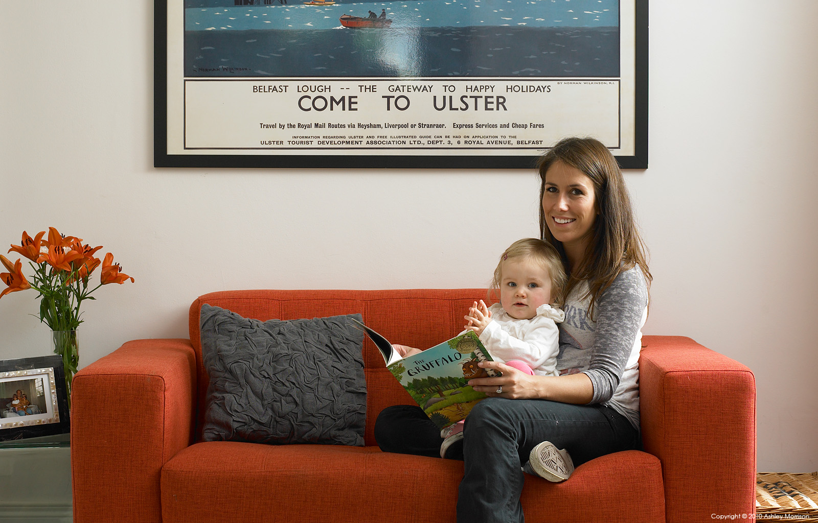 Laura Menary with her daughter in their Victorian townhouse in the County Down town of Holywood.