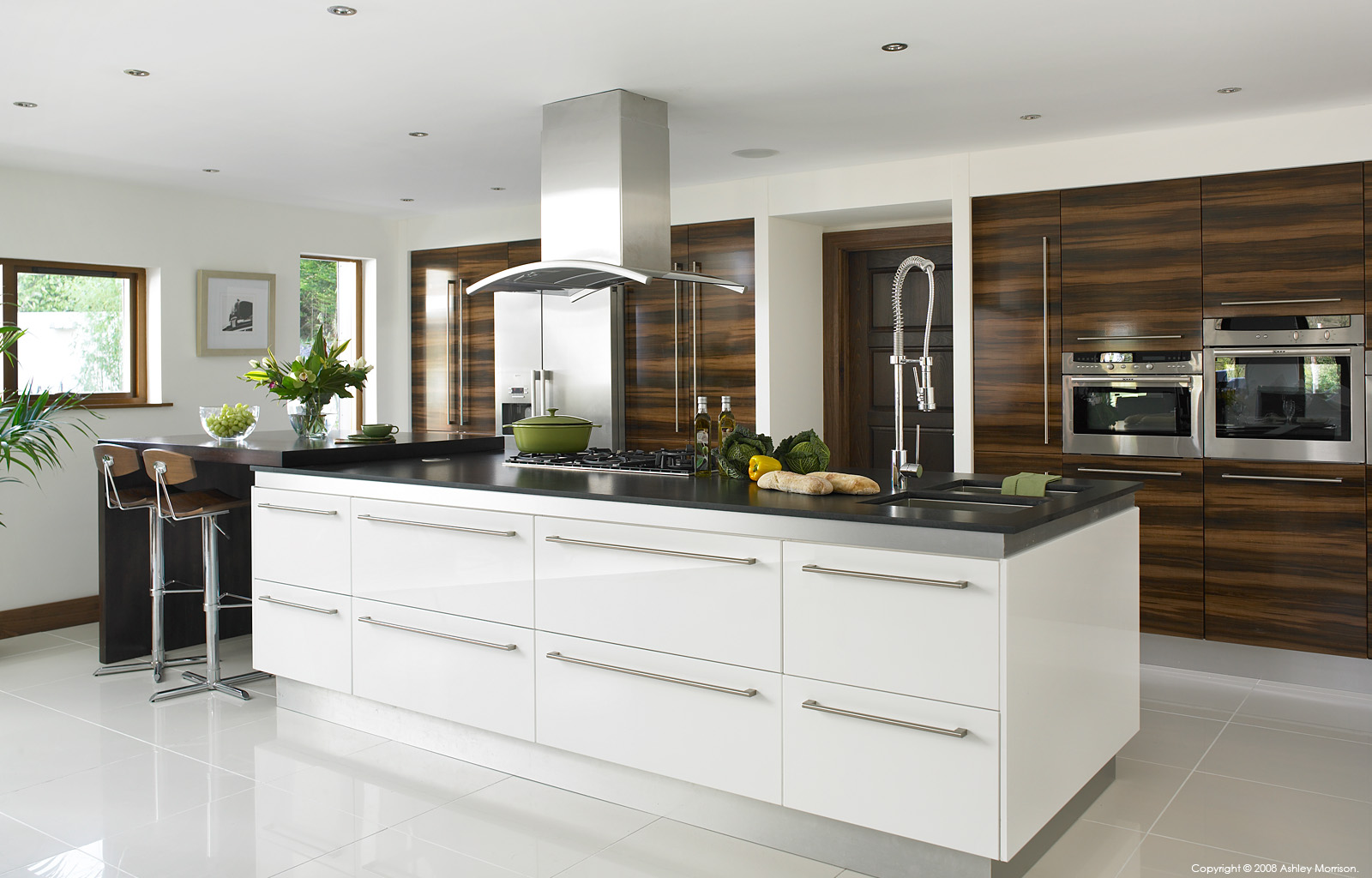 High gloss BA Components kitchen in Una & Ken Geraghty's 70's bungalow near Holywood in County Down