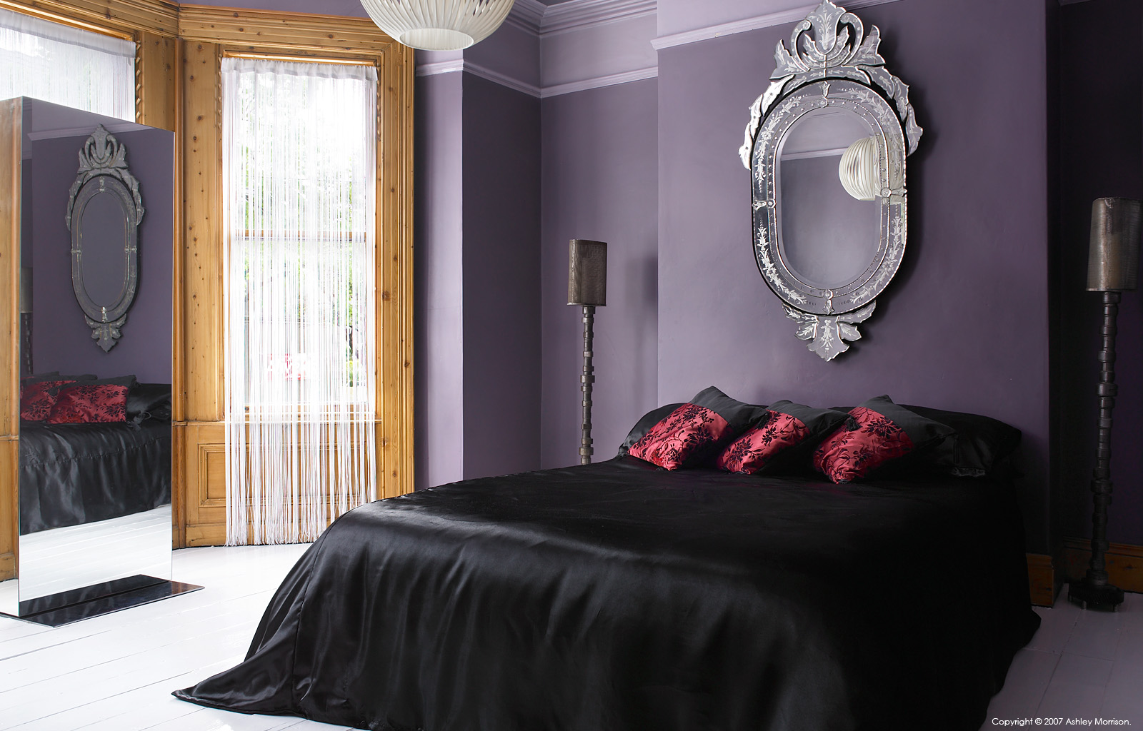 The master bedroom in Dawn Clarke and Graham Barrow's Victorian semi detached house in Bloomfield area of Belfast.
