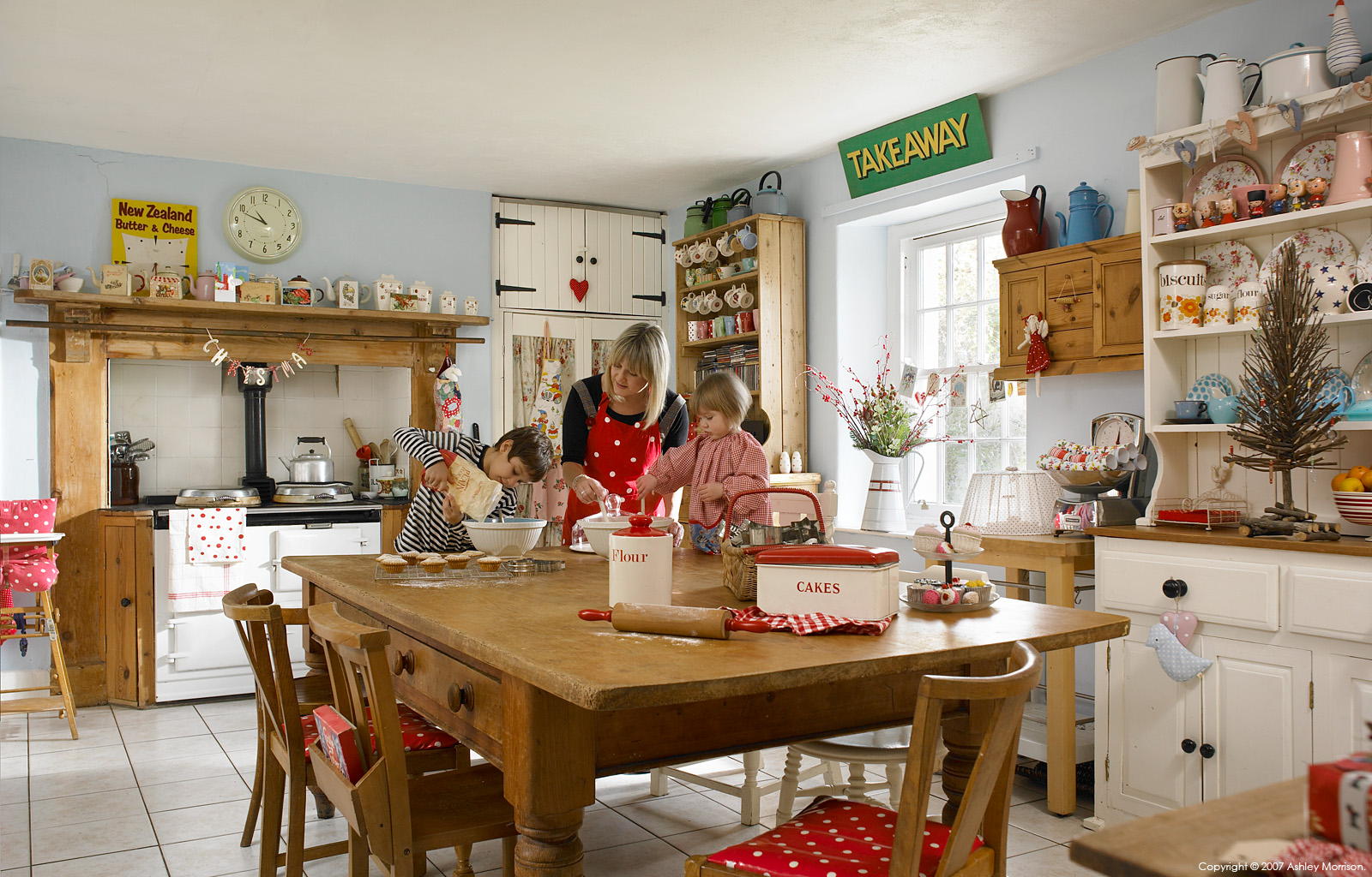 The kitchen in Donna & Paul Flower's farmhouse located near Bideford in Devon.