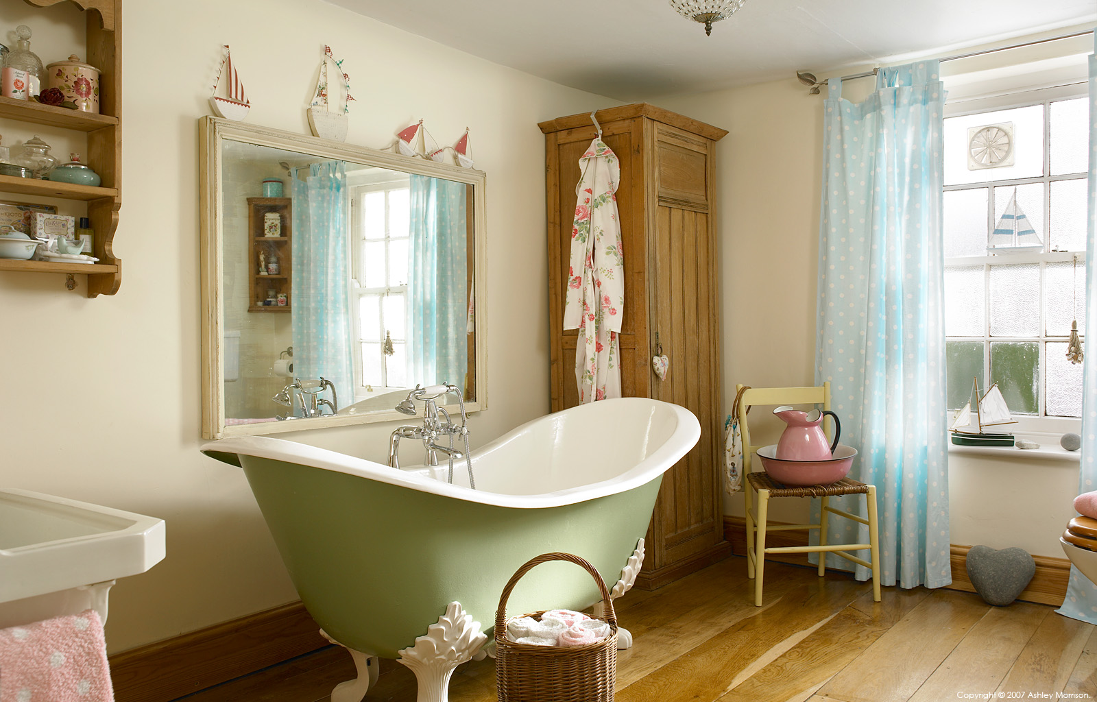 The bathroom in Donna and Paul Flower's farmhouse located near Bideford in Devon.