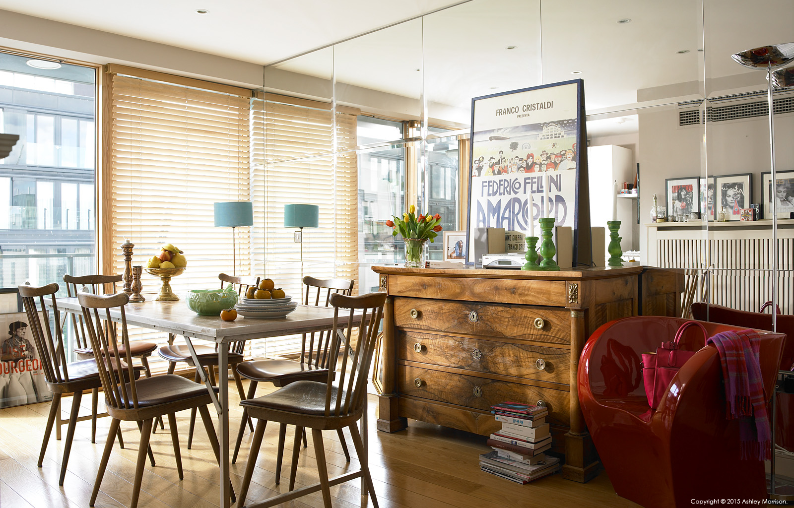 The dining area in Charlotte Hamel's modern apartment in Dublin's stylish docklands area.
