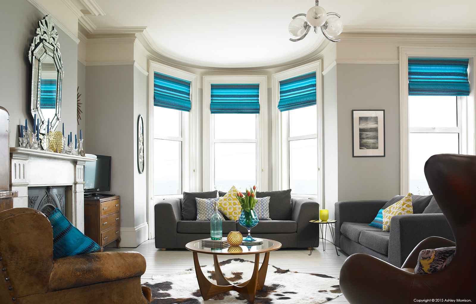 The sitting room in Keri and Paul Johnson's townhouse which overlooks Ballyholme Bay in the County Down seaside town of Bangor.