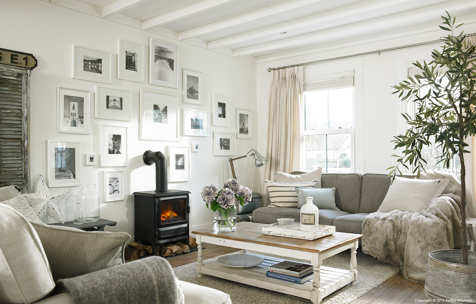 The living room area in Marie and Alan McMillen's renovated 1960's house near Holywood in County Down.