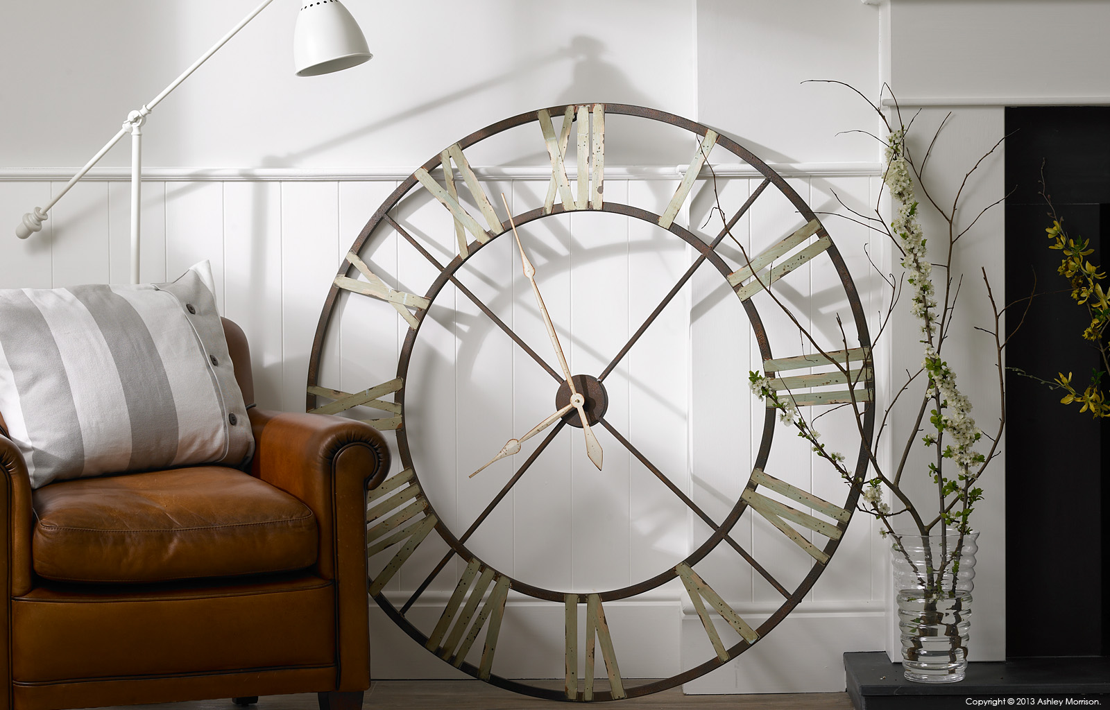 Giant iron wall clock.