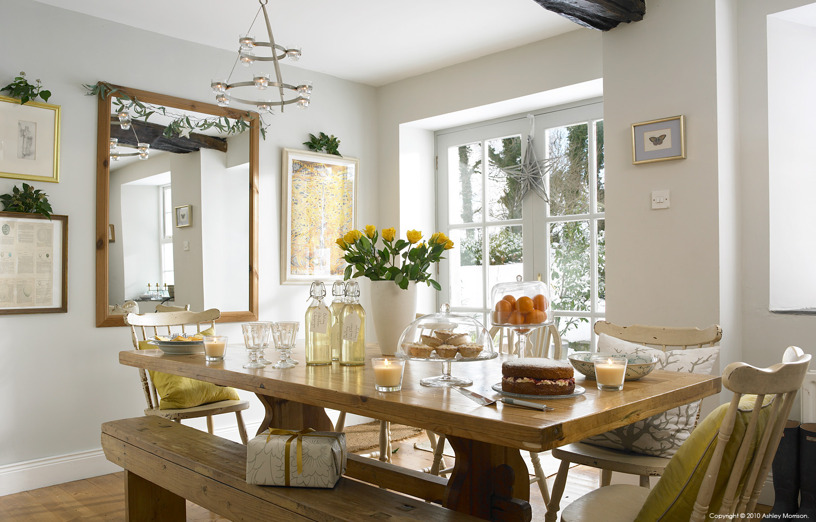 The kitchen table in Nicola & Andy Nemec's farmhouse near Armoy in County Antrim at Christmas by Ashley Morrison.