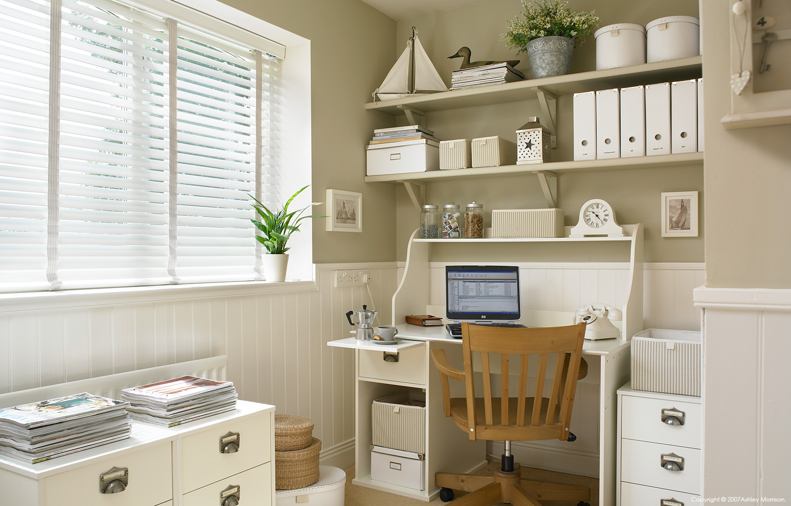 Home office in Marie and Alan McMillen's Edwardian semi-detached house which they called 'Dundela' in Belfast.