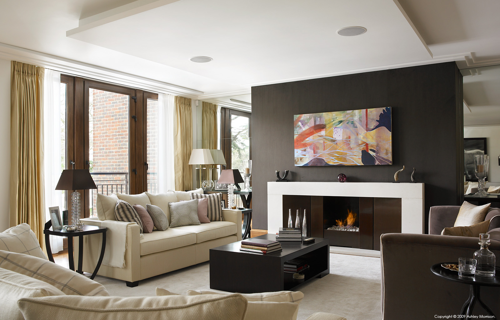 The sitting room in an apartment located on The Bishops Avenue in London.