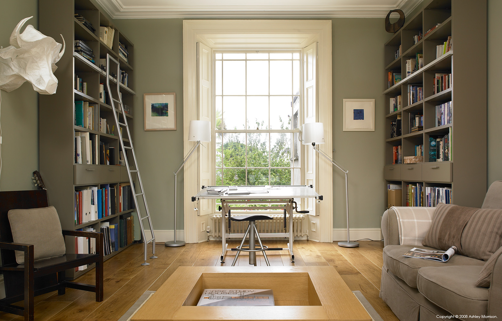 The 2nd floor study in Louise and Maoilíosa Reynolds' early-Victorian terrace house in the Sandycove area of Dublin.