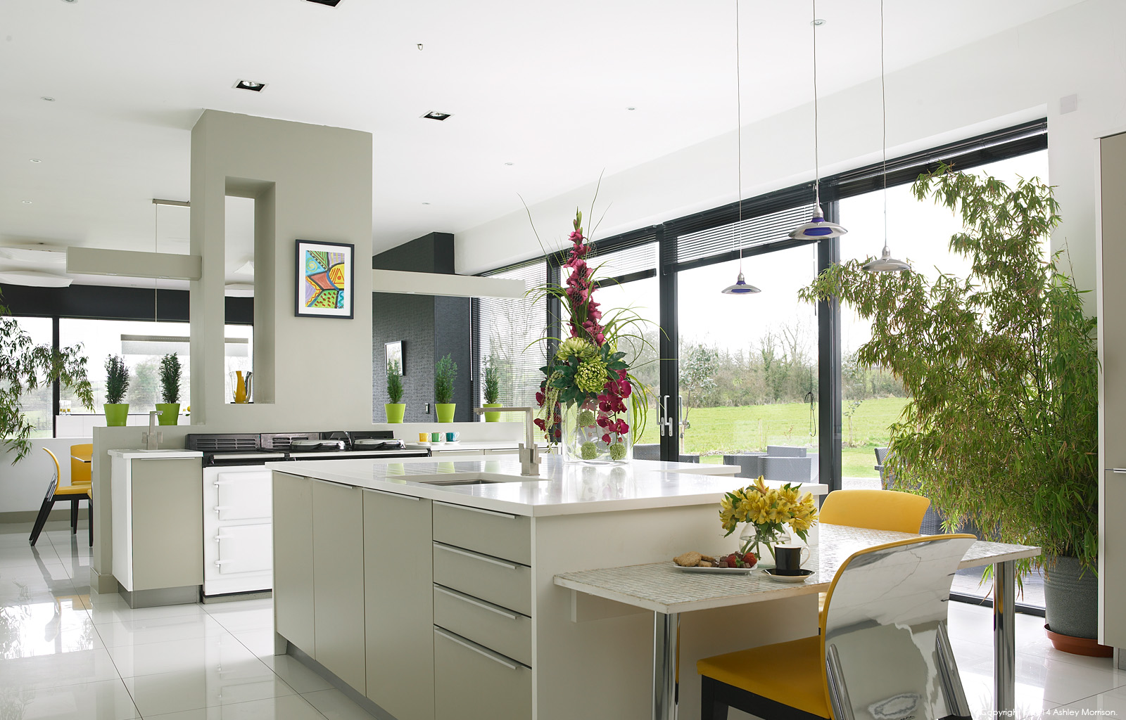 The kitchen in Fiona and Brian Shiells' architectural new build house near Dungannon in County Tyrone.