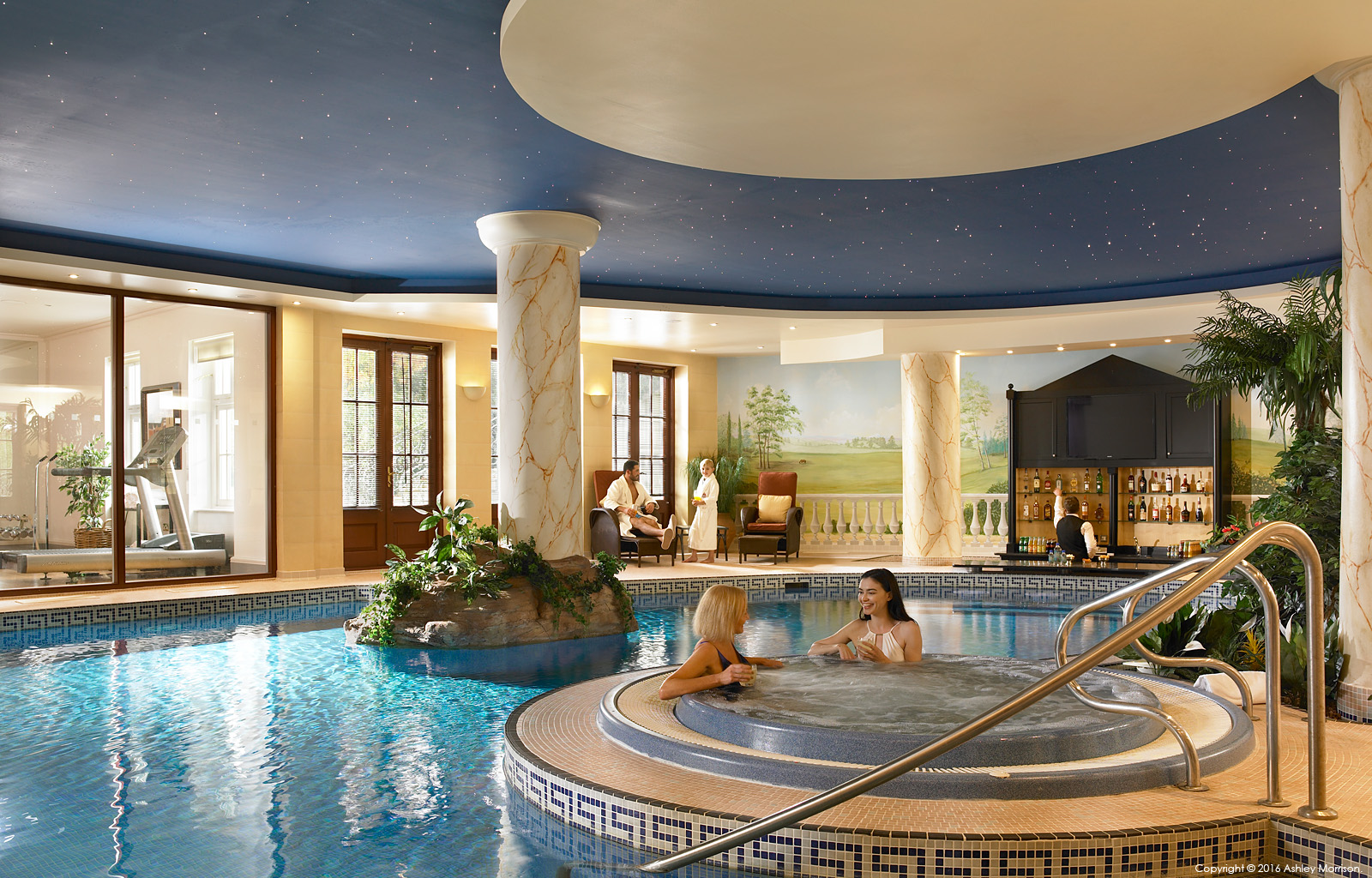 The swimming pool in the Straffan House at The K Club in County Kildare.
