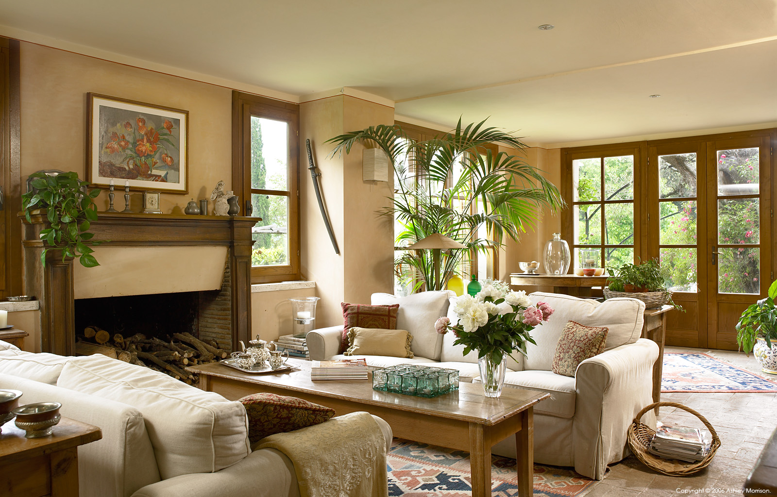 The sitting room in Tia and Bruce Weissman's Italian villa called 'Casa Lara' which is located near Amelia in Umbria.