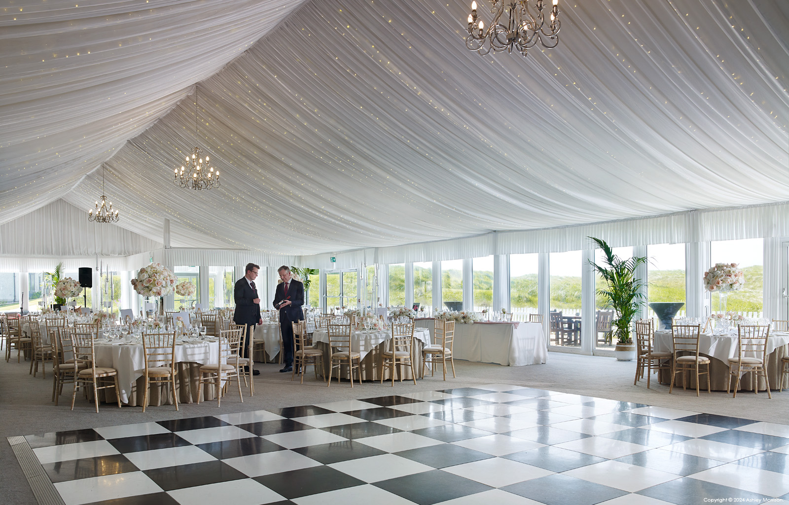 The dance floor inside the Marquee at the Trump International Golf Links & Hotel near the village of Doonbeg in the Irish County of Clare. 