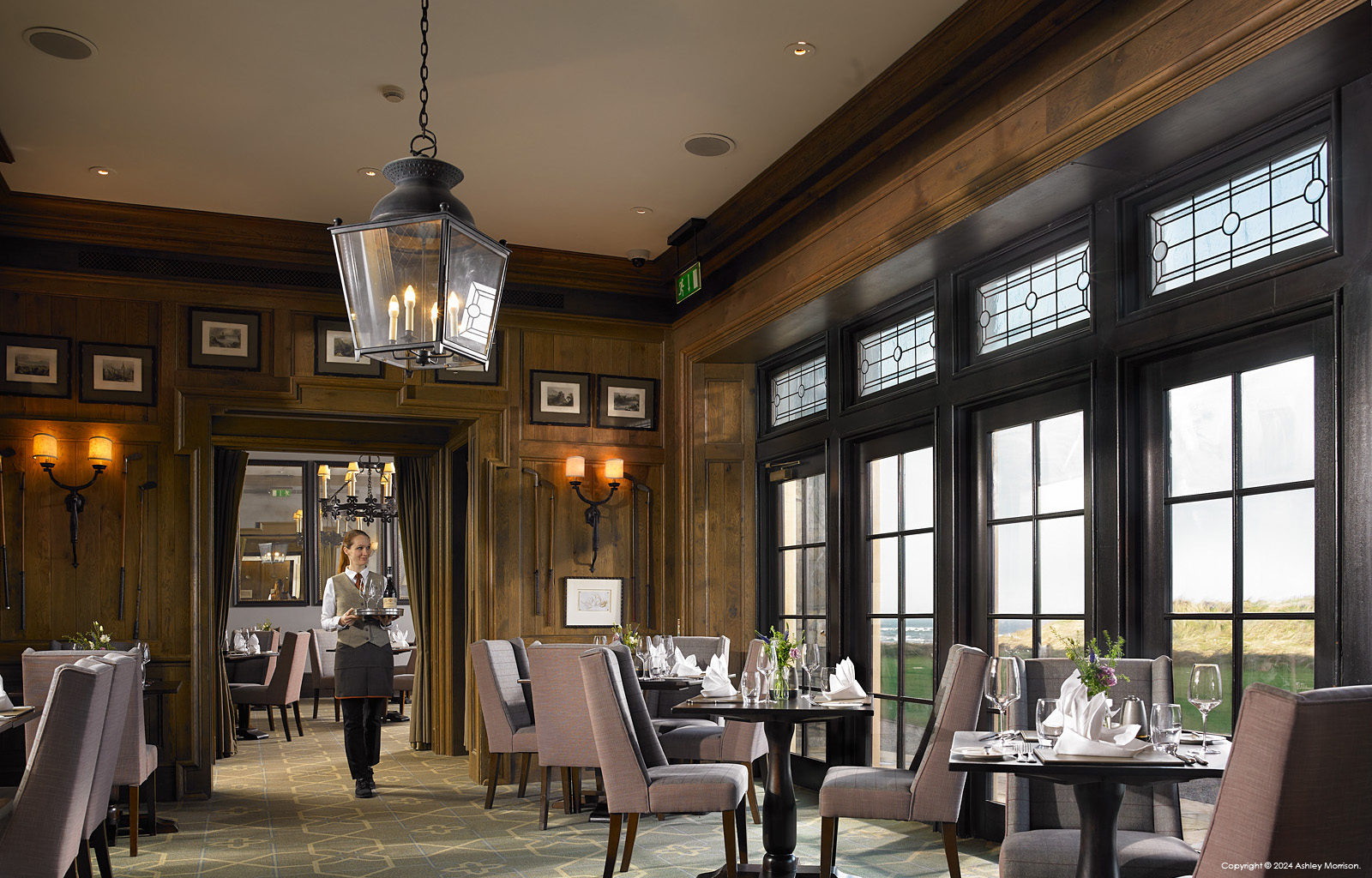 The Ocean View Restaurant at the Trump International Hotel near the village of Doonbeg in the Irish County of Clare.