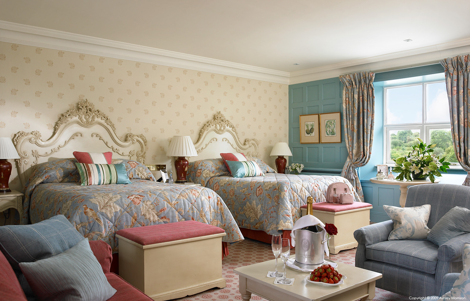 Bedroom suite at Dromoland Castle in County Clare by Ashley Morrison.