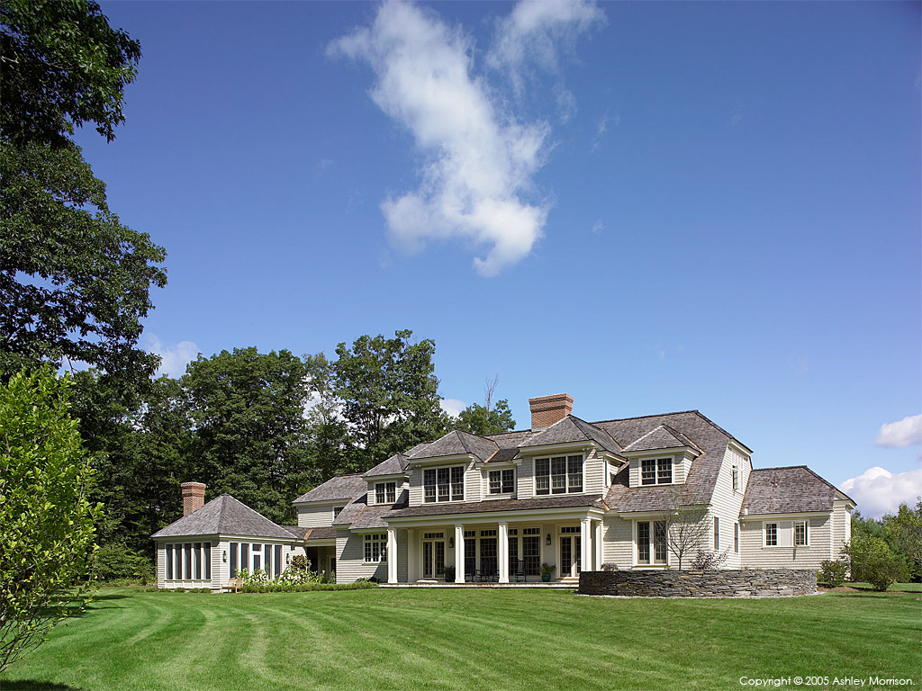 Mary Ann and William Lewis' detached cedar shingle house near Hanover in New England by Ashley Morrison.