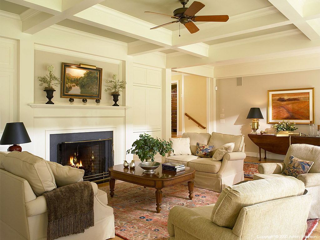 The sitting room in Mary Ann and William Lewis' detached cedar shingle house near Hanover in New England by Ashley Morrison.