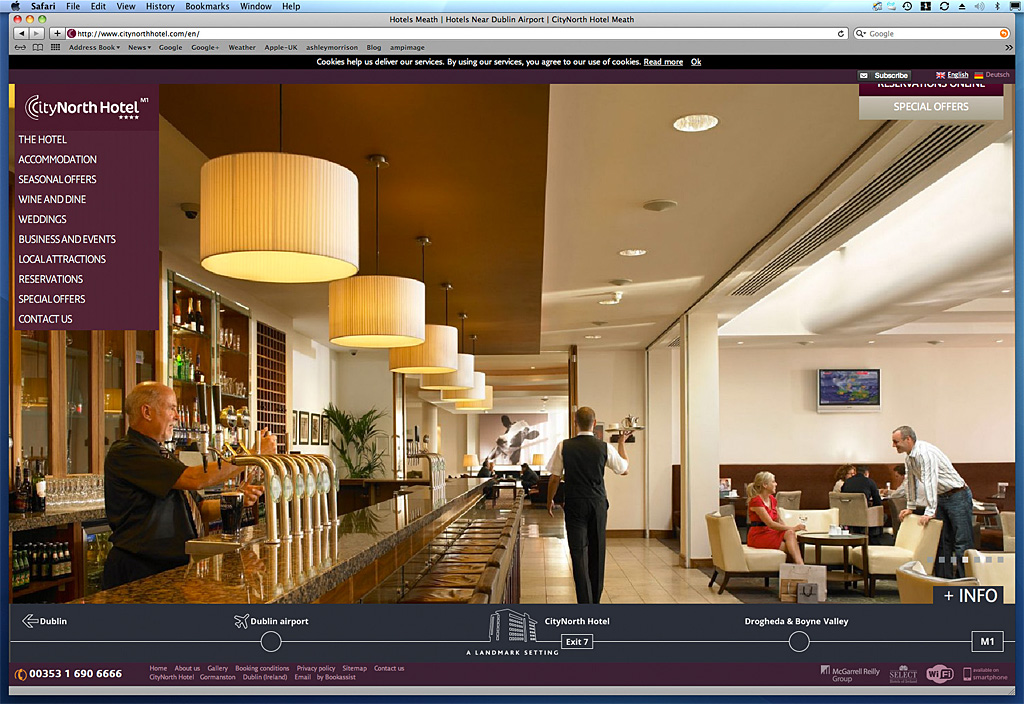 Screen shot of how our image was used on the Home page of the CityNorth Hotel's website.
